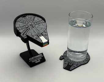 Set di 6 sottobicchieri a forma di astronave fantascientifica stampati in 3D - Sottobicchieri iconici a forma di cargo spaziale - Decorazione per la casa per appassionati di tecnologia, accessorio per la scrivania dei giocatori, regalo per i fan della fantascienza