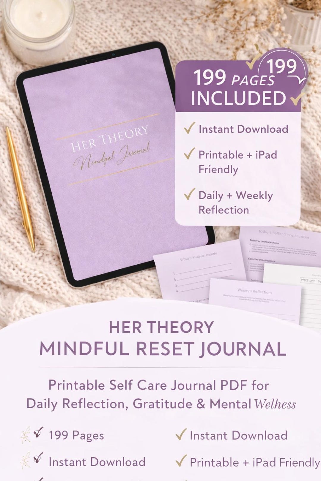 Her Theory Mindful Journal | Printable Journal PDF | Self Care ...