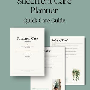 Pode incluir: Um download digital com um planejador de cuidados com suculentas e um guia rápido. O planejador inclui um guia de referência, cartões individuais de cuidados com suculentas e uma página de notas de cuidados. Capa e páginas brancas com texto preto e ilustrações em aquarela.