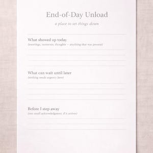 End-of-Day Unload (Printable) | Gentle Closure Worksheet - Grounded Page