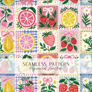 Strawberry Picnic Patch Seamless Pattern