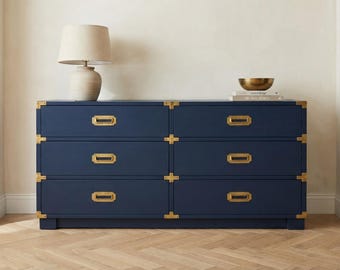 Mid Century Modern Navy and Gold Dresser: Custom Colors - Etsy