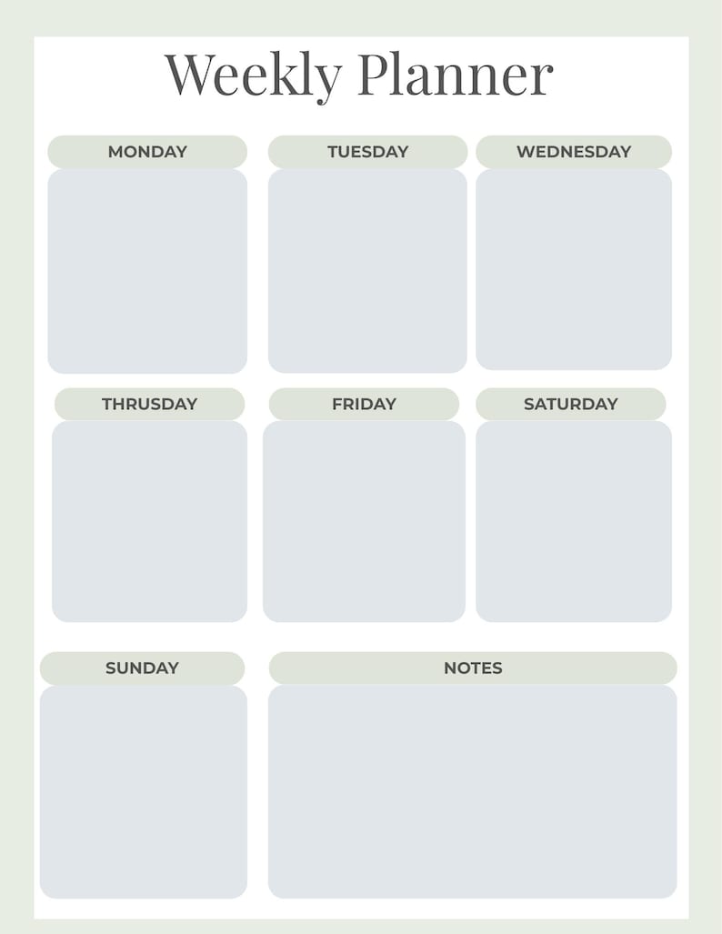 Weekly Heading Weekly Planner & Meal Planner Printable | Simple Weekly Planning ...