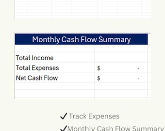 Small Business Expense and Cash Flow Tracker Excel | Simple Income and Expense Spreadsheet | Monthly Business Finance Template