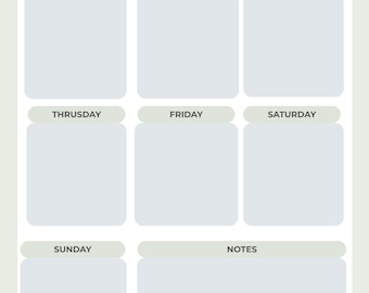 Planejador Semanal Imprimível | Planejador Semanal Resumido | Planejador Semanal Minimalista em PDF | Download Imediato
