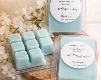 Pastillas de cera aromáticas de coco con aroma a brisa marina de Sacred Glow