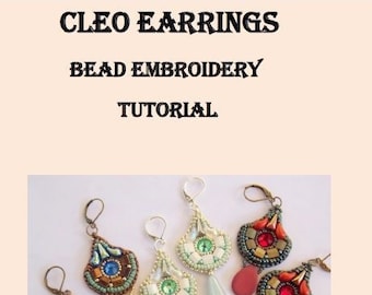 Cleo earring   pattern, Tutorial ,Pattern,  Bead embroidery ,Beading pattern , Instructions only, All three earrings
