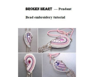 Tutorial ,Pattern,  Bead embroidery ,Beading pattern , Instructions only , Broken heart , Swarovski pendant