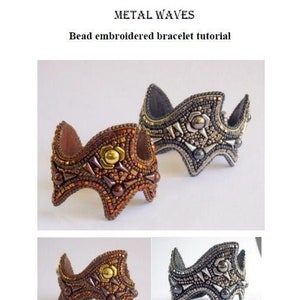 Metal waves pattern, Tutorial ,Pattern,  Bead embroidery ,Beading pattern , Instructions only, two colors,