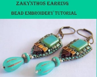 Zakyntos   earring DIY , KIT , tutorial  ,Seed beads earring , Bead embroidery,  Greek  style