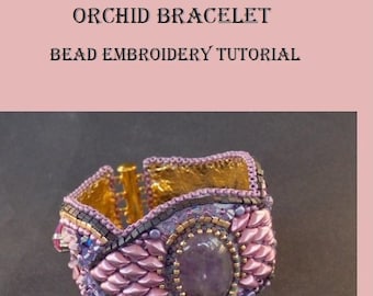 Modello per braccialetto Orchid, Tutorial, Schema, Ricamo con perline, Schema per perline, Solo istruzioni,
