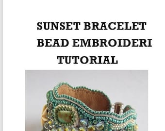 Armbandpatroon zonsondergang, zelfstudie, patroon, kralenborduurwerk, kralenpatroon, alleen instructies,