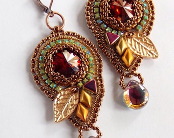 Passion Earring, Modern, fashionable, Elegant style,  unique earring ,  beaded, seed bead earring, bead embroidery, Luxury jewelry