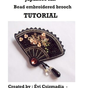 DIY ,KIT, Pattern, Tutorial and materials , Japanese fan  brooch tutorial, Beading pattern, bead embroidery KIT