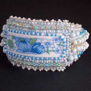 Tutorial ,Pattern, Bead embroidery ,Beading pattern , Instructions only, Chinese porcelain bracelet, Beading tutorial image 2