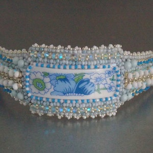 Tutorial ,Pattern, Bead embroidery ,Beading pattern , Instructions only, Chinese porcelain bracelet, Beading tutorial image 4