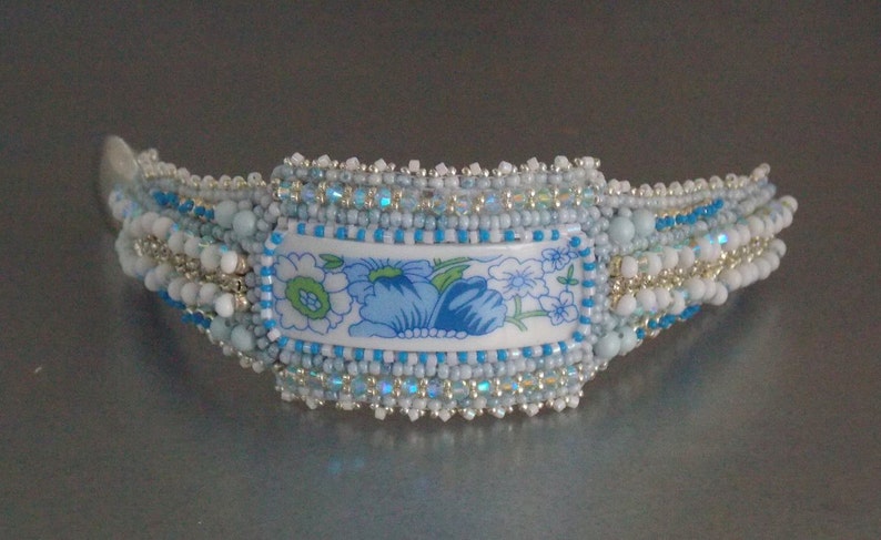 Tutorial ,Pattern, Bead embroidery ,Beading pattern , Instructions only, Chinese porcelain bracelet, Beading tutorial image 4