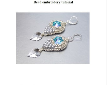 Tutorial ,Pattern,  Bead embroidery ,Beading pattern , Instructions only , All dressed in silver , Earring