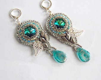 Sphinx Earring, Modern, fashionable, Elegant style,  unique earring ,  beaded, seed bead earring, bead embroidery, Luxury jewelry