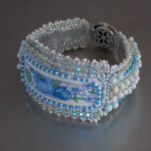 Tutorial ,Pattern, Bead embroidery ,Beading pattern , Instructions only, Chinese porcelain bracelet, Beading tutorial image 3
