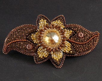 Blomsterhårspänne, 3D-blomma, klassiska färger, elegant, glittrande kristaller, blommiga smycken, hårsmycken med fröpärlor, hårspänne,