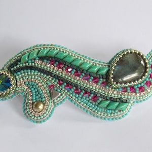 DIY , KIT, Pattern, Tutorial and materials, Bead embroidery ,Beading pattern, Instructions and materials ,   barrette