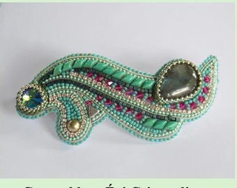 Waves  barrette pattern ,Hair pin tutorial,  Tutorial ,Pattern,  Bead embroidery ,Beading pattern , Instructions only