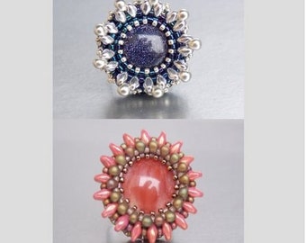 Tutorial ,Pattern,  Bead embroidery ,Beading pattern , Instructions only ,Two ring pattern,