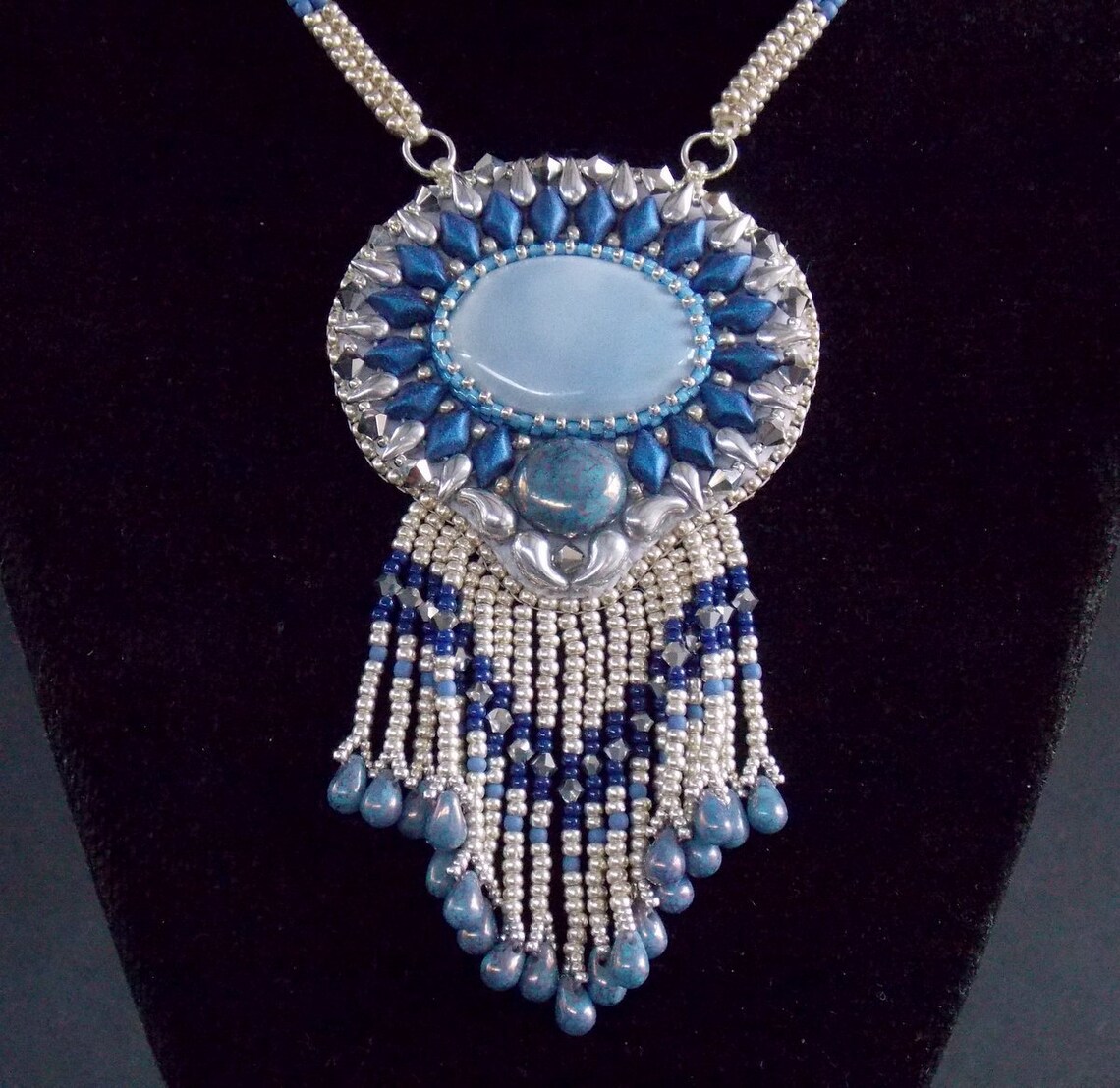 Lagoon Necklace Statement Jewelry Blue Opal Gemstone Bead - Etsy