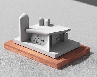 Ronchamp Chapel Concrete Model, Le Corbusier Replica, Brutalist Decor