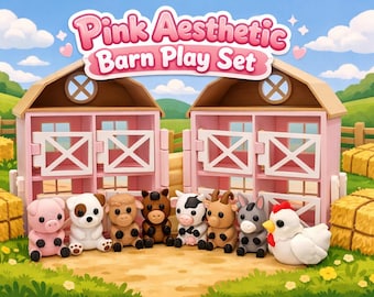 Pink Barn Playhouse Set | Montessori Kids Play Set | Farm Animals Set | Sensory Bin Toys |Travel Toy | Mini Playset|3D Printed Farm Play Set