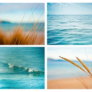 Coastal prints set 8x10 8x12 8x8 nautical decor ocean photography beach surf abstract water waves ripples blue golden teal wall art summer