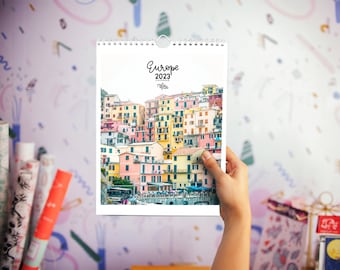 2023  wall calendar travel photography calendar 2023 calendar art desk calendar with easel wall calendar europe calendar cinque terre paris