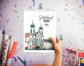 travel calendar 2023 wall calendar switzerland swiss alps photography calendar desk calendar with easel 2023 planner office desk accessories