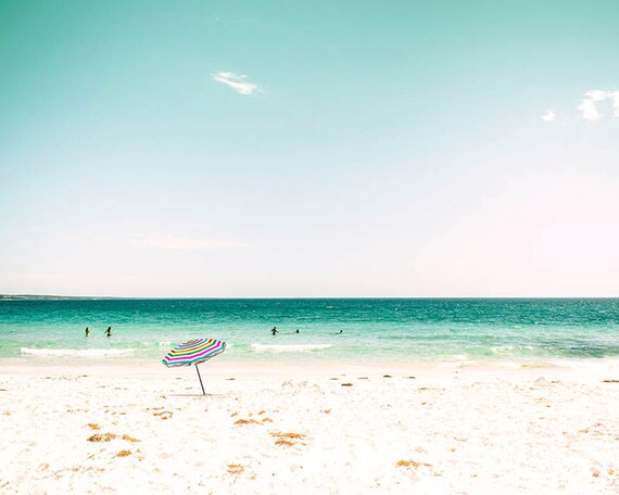 Beach umbrella photography beach ocean photography nautical | Etsy