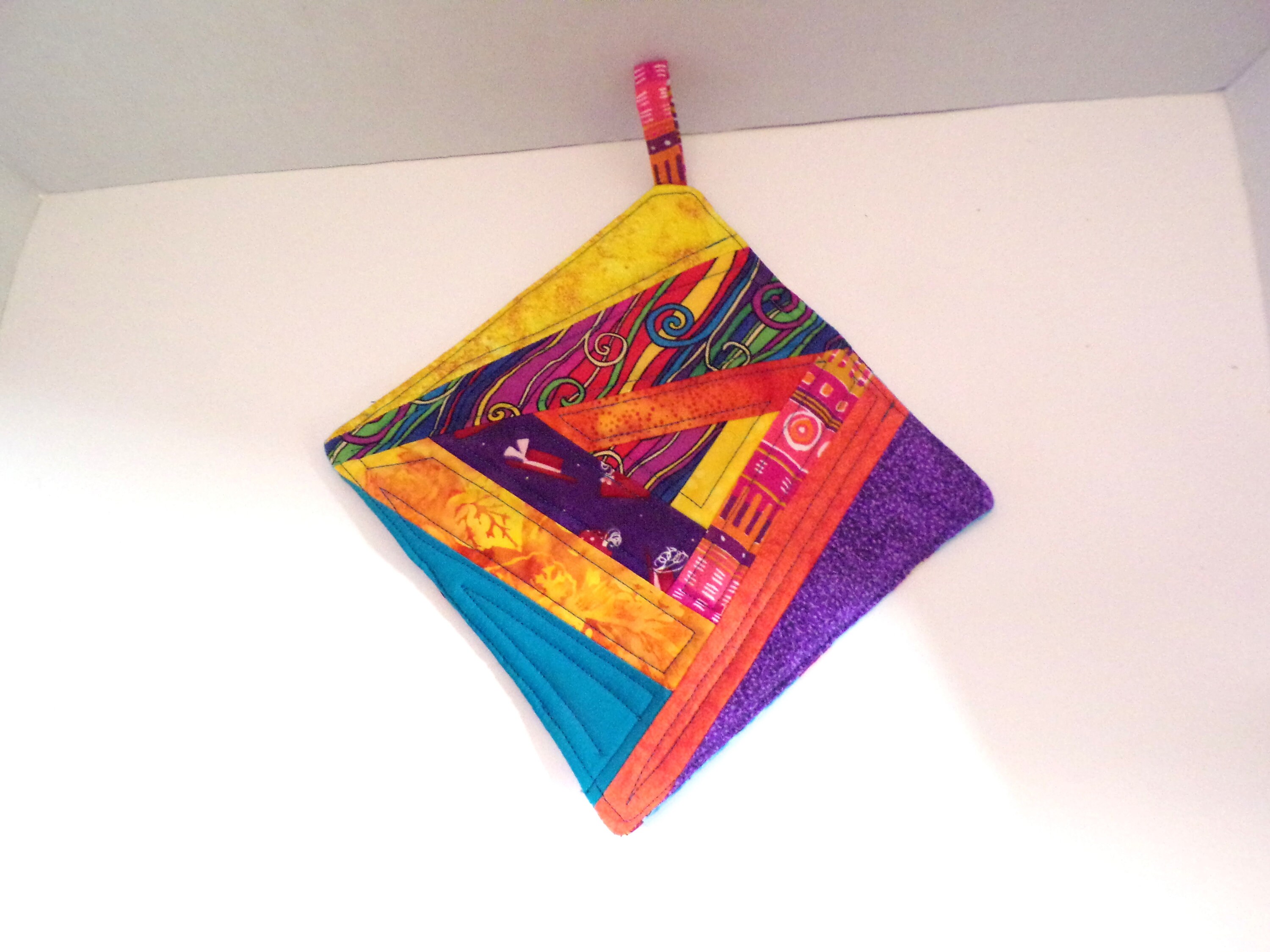 Handmade Quilted Potholders Set of 2 Bright Rainbow Colors Etsy