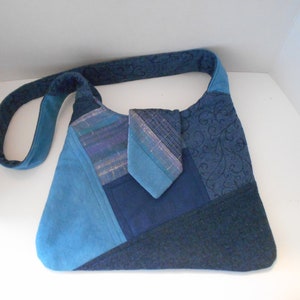 Bolso acolchado Bolso de lana azul Lino Verde azulado Teal teñido a mano Seda cruda Estampado de mezclilla Algodón Batik Estampado