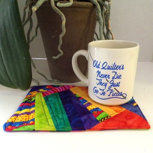 Mug Rug Quilted Cottons Pieced Handmade Coffee Coaster Tiny Quilt Plant and Cup NOT Included