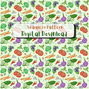 Modello senza cuciture di verdure da giardino: progettazione digitale di cucina per la stampa (PNG JPG)