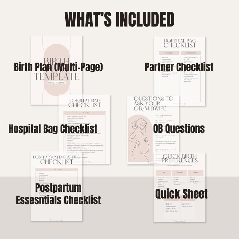 Hospital Bag & Postpartum Checklists for Moms | Editable Canva and ...