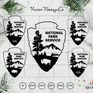 National Park Service SVG-bundel, National Park svg, NPS pijlpunt logo svg, Park Ranger badge Cricut & Silhouette CutFiles digitale download