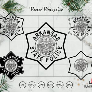 Emblema de la Policía Estatal de Arkansas en formato SVG, archivo de corte para parche (descarga digital)