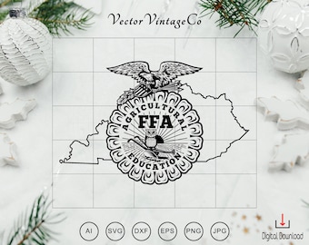 The State of Kentucky Farm SVG, Kentucky State Outline svg,FFA svg,ffa outline svg,FFA Agriculture Education Badge,Cricut Silhouette CutFile