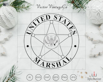 United States Marshal Badge SVG, US Marshal Logo Vector, Police Badge Star svg, Law Enforcement Emblem png Cricut File