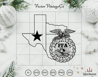 The State of Texas Farm SVG, Texas Agriculture Emblem, Agriculture Emblem svg, FFA Agriculture Education Badge Cricut Silhouette Cut File