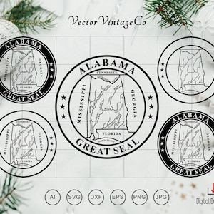 The Great Seal Alabama SVG, Alabama Great Seal Emblem, Alabama State Emblem Clipart, Cricut & Silhouette Cut Files Digital Download