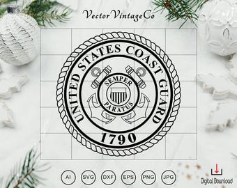 United States Coast Guard SVG, United States Coast Guard Logo svg, USCG Anchor Emblem svg, Cricut & Silhouette Cut Files