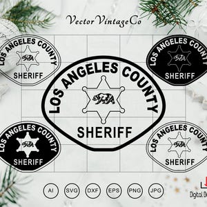 Los Angeles County Sheriff Patch SVG Bundle, Los Angeles County Sheriff svg Clipart, Los Angeles Sheriff, Wood Engraving File, Dxf Cut File