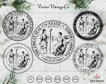 North Carolina State Seal SVG Emblem, NC Seal Cricut Cut File (Digital Download)