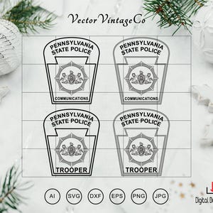 Pennsylvania State Police Patch SVG Bundle, Pennsylvania State Police Trooper Communications Badge Svg, PSP Badge, Cricut Silhouette CutFile